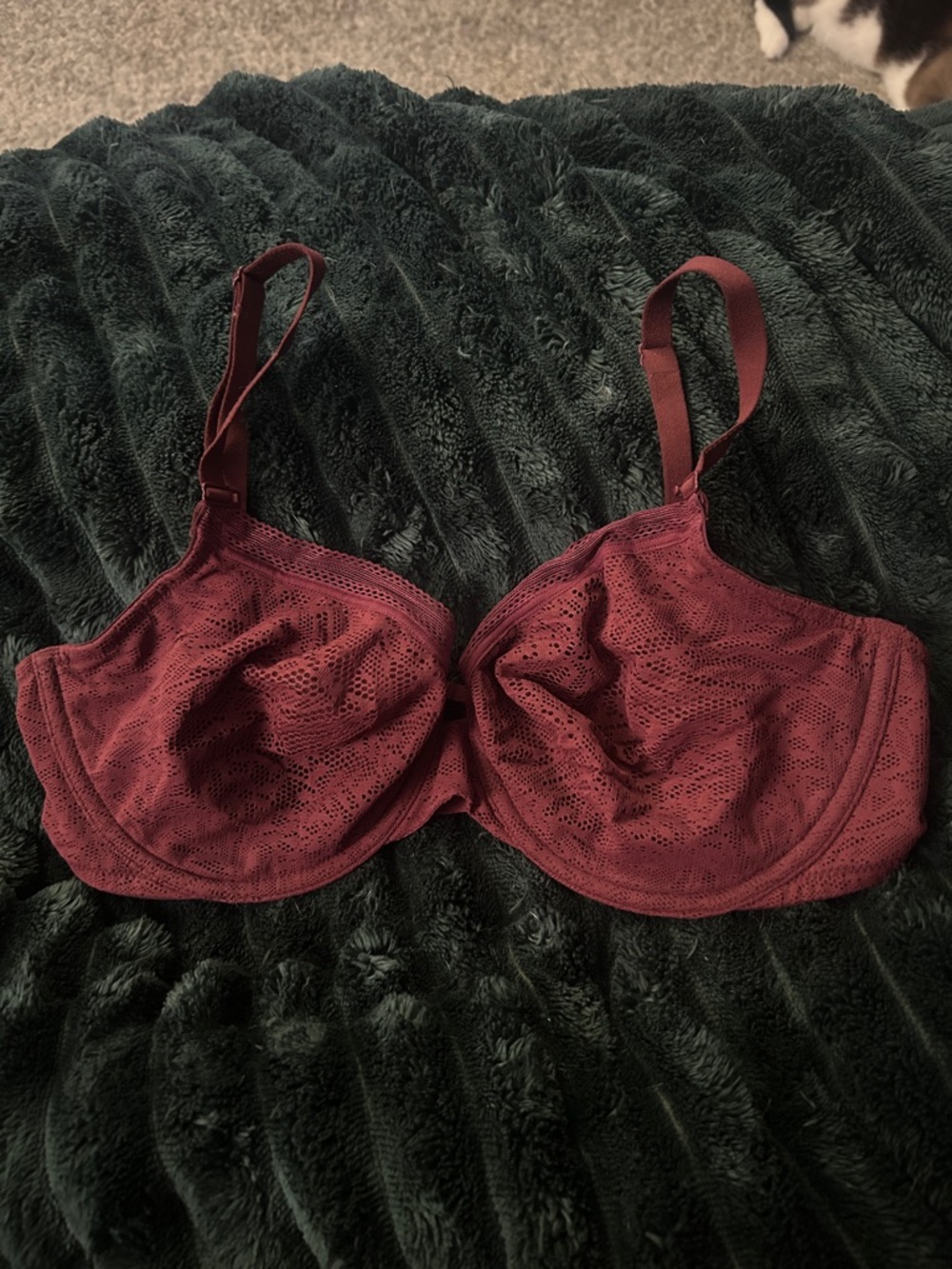 Soma Unlined Perfect Coverage 36D Women’s Lace Underwire Bra in Burgundy